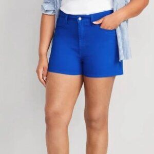 OLD NAVY Size 18 NWT High-Rise Wow Bright Sapphire Sky Blue Stretch 3" Inseam